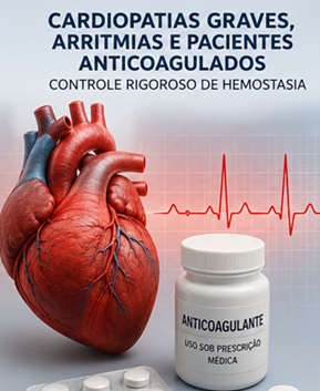 Cardiopatias graves, arritmias e pacientes anticoagulados (controle rigoroso de hemostasia)